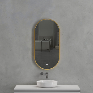 Зеркало с подсветкой AVS AG 50x100 см, антипар, брашированное золото